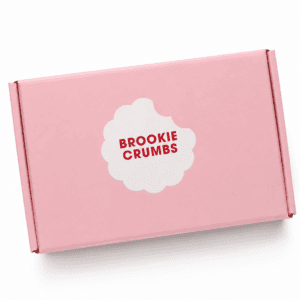 Brookie Crumbs custom cookie box filled with six assorted gourmet cookies